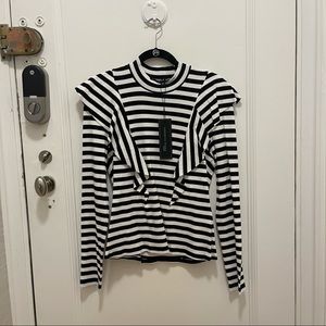 black and white stripe veronica beard knit top